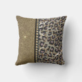金ゴールドのスタッドが付いている金ゴールドのグリッターそしてヒョウのプリント クッション (裏面)