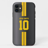 金ゴールドのストライプなサッカージャージーの暗いiPhone 5の箱 Case-Mate iPhoneケース (裏面)
