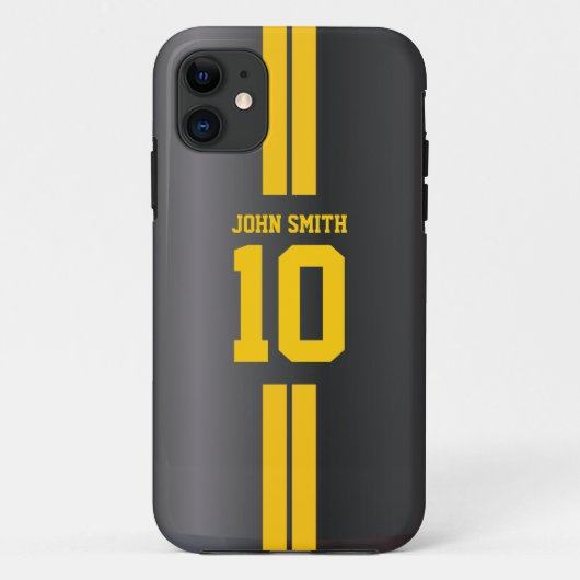 金ゴールドのストライプなサッカージャージーの暗いiPhone 5の箱 Case-Mate iPhoneケース (裏面)