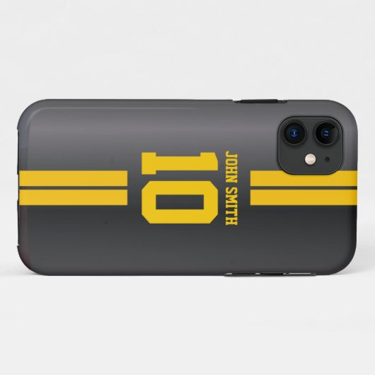 金ゴールドのストライプなサッカージャージーの暗いiPhone 5の箱 Case-Mate iPhoneケース (裏面(横))