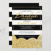 金ゴールドのストライプなブライダルシャワーの招待状 招待状 (正面/裏面)
