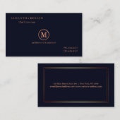 金ゴールドのストライプのでモノグラムのでモダンなスタイリストの濃紺 名刺 (正面/裏面)