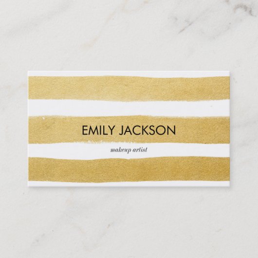 金ゴールドのストライプ 名刺 (正面)