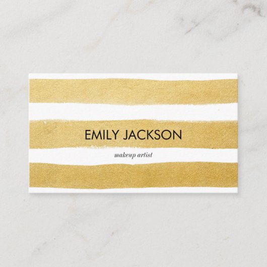 金ゴールドのストライプ 名刺 (正面)