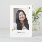 金ゴールドのスナップショット卒業の発表の写真カード 招待状 (スタンド正面)