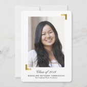 金ゴールドのスナップショット卒業の発表の写真カード 招待状 (正面)