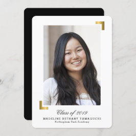 金ゴールドのスナップショット卒業の発表の写真カード 招待状