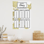 金ゴールドのスノーフレーク座席表 ポスター (キッチン)