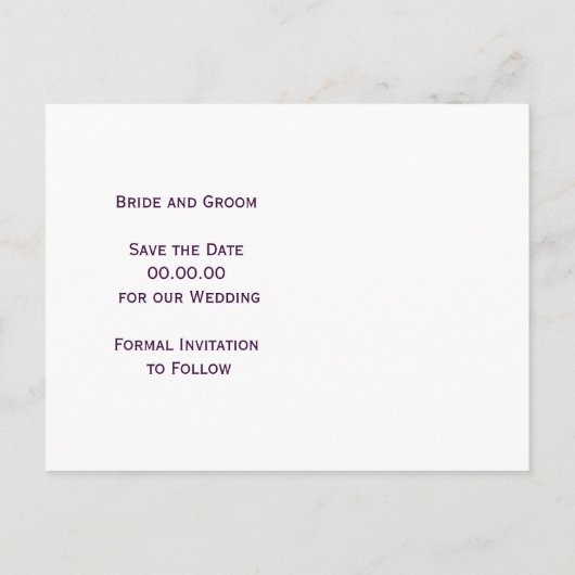 金ゴールドのスノーフレーク紫色の冬の結婚式の日付を保存 案内ポストカード (裏面)