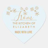 金ゴールドのスノーフレーク霜の降りたの結晶 – クリスマス ハートシール (正面)