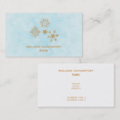 金ゴールドのスノーフレーク霜の降りたの結晶 – クリスマス 名刺 (正面/裏面)