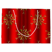 金ゴールドのスノーフレーク・スターズオン・レッド・クリスマス ラージペーパーバッグ (裏面)