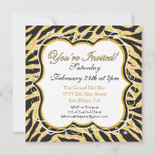 金ゴールドのスパンコールのシマウマの第50バースデーパーティ招待状 招待状 (裏面)