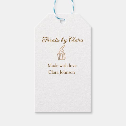 金ゴールドのスパークルは愛と名前を付けたベーカリーを扱う ギフトタグ (正面)