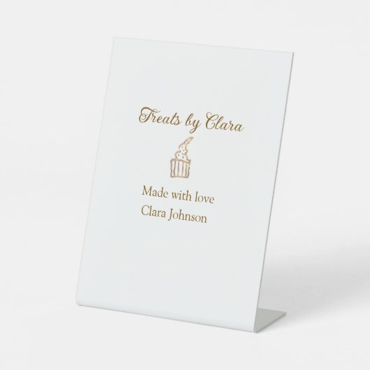 金ゴールドのスパークルは愛と名前を付けたベーカリーを扱う 台座サイン (正面)