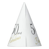 金ゴールドのタイポグラフィ第50の誕生日50およびすばらしい パーティーハット (裏面)