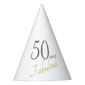金ゴールドのタイポグラフィ第50の誕生日50およびすばらしい パーティーハット (正面)
