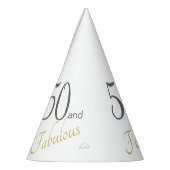 金ゴールドのタイポグラフィ第50の誕生日50およびすばらしい パーティーハット (左)