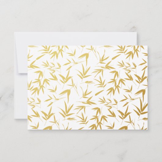 金ゴールドのタケ及び二重幸福の中国語RSVP 出欠カード (裏面)