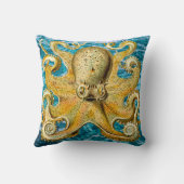 金ゴールドのタコの海洋波の装飾の枕 クッション (裏面)