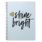 金ゴールドのダイヤモンドが付いている写実的な輝やきの明るい文字 ノートブック (正面)