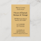 金ゴールドのダイヤモンドのダマスク織、エッフェル塔およびティール（緑がかった色） 名刺 (裏面)