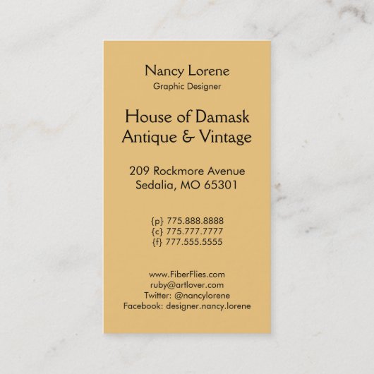 金ゴールドのダイヤモンドのダマスク織、エッフェル塔およびティール(緑がかった色) 名刺 (裏面)