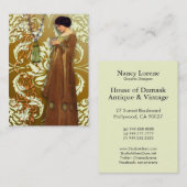 金ゴールドのダイヤモンドのダマスク織、魅了及びクリーム 名刺 (正面/裏面)