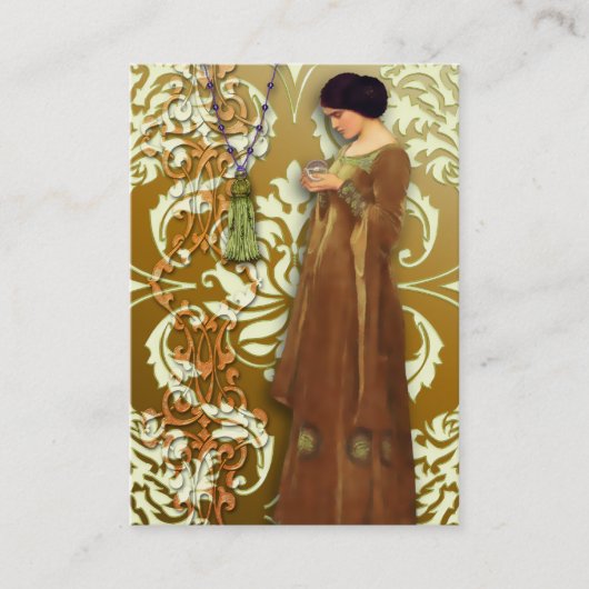 金ゴールドのダイヤモンドのダマスク織、魅了及びクリーム 名刺 (正面)