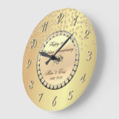 金ゴールドのダイヤモンドの第25結婚記念日 ラージ壁時計 (傾斜)