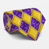 金ゴールドのダイヤモンドの紫色のスパンコールパターン謝肉祭のタイ ネクタイ (ロール)