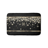 金ゴールドのダイヤモンド宝石を黒い背景に描くモノグラム バスマット (正面)