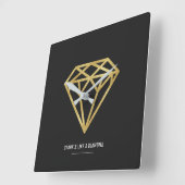 金ゴールドのダイヤモンド スクエア壁時計 (傾斜)