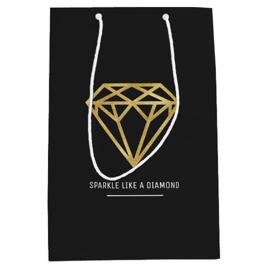 金ゴールドのダイヤモンド ミディアムペーパーバッグ (正面)