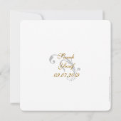 金ゴールドのダマスク織のブロケードのイスラム教の結婚式 招待状 (裏面)