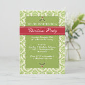 金ゴールドのダマスク織の休日のパーティ 招待状 (スタンド正面)