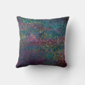 金ゴールドのダマスク織の紫色のピンクのティール(緑がかった色) クッション (裏面)