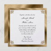 金ゴールドのダマスク織の絹の優雅な結婚式招待状 招待状 (正面/裏面)