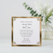 金ゴールドのダマスク織の絹の優雅な結婚式招待状 招待状 (スタンド正面)