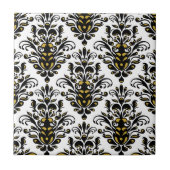 金ゴールドのダマスク織のtouchとのエレガントな白黒 タイル (正面)