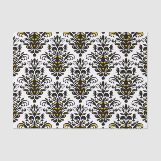 金ゴールドのダマスク織のtouchとのエレガントな白黒 薄葉紙 (正面)