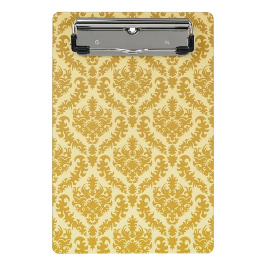 金ゴールドのダマスク織 ミニクリップボード (正面)
