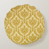 金ゴールドのダマスク織 ラウンドクッション (裏面)