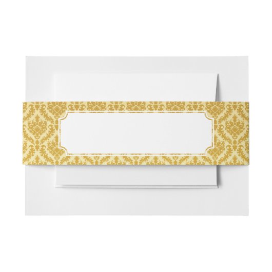金ゴールドのダマスク織 招待状ベリーバンド (正面例)
