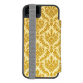 金ゴールドのダマスク織 INCIPIO iPhoneウォレットケース (フォリオ裏面)