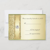 金ゴールドのダマスク織RSVPカードのD2金ゴールド 出欠カード (正面)