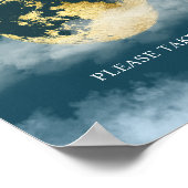 金ゴールドのティール（緑がかった色）月の上に赤ちゃんのシャワーの兆候を好む ポスター (角)