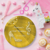 金ゴールドのディスコの球およびかかとの100th誕生日 ペーパープレート (パーティー)