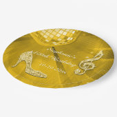 金ゴールドのディスコの球およびかかとの100th誕生日 ペーパープレート (アングル)