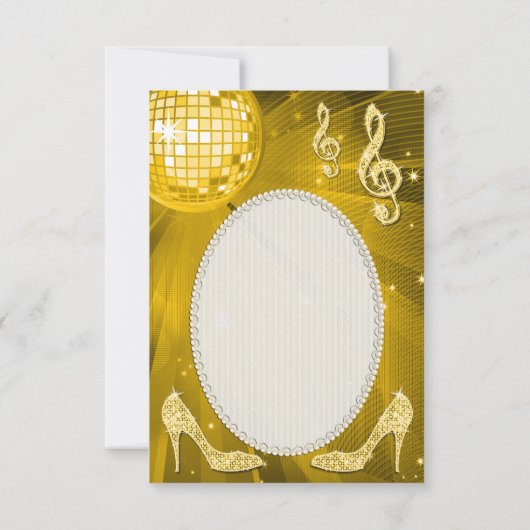 金ゴールドのディスコの球の輝きのかかとは感謝していしています サンキューカード (裏面)